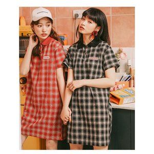 Aiaiwan plaid polo dress